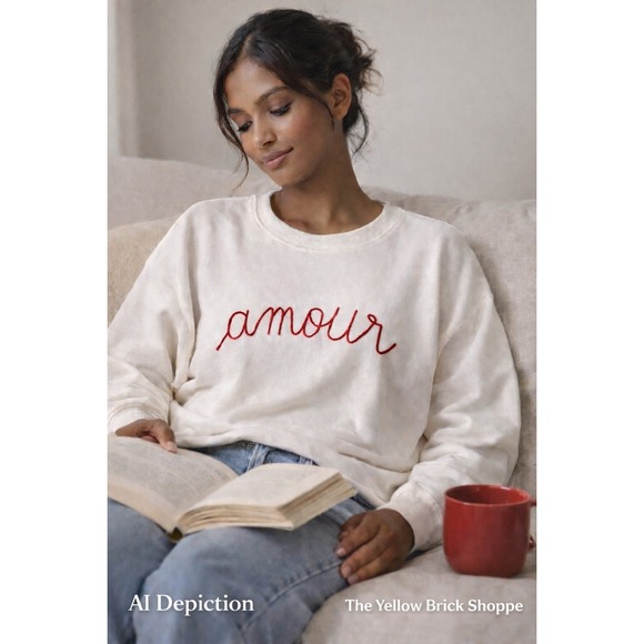 Workshop Republic Clothing Tops - Workshop Republic Clothing‎ "Amour" Sweatshirt L Ivory Valentine NWOT